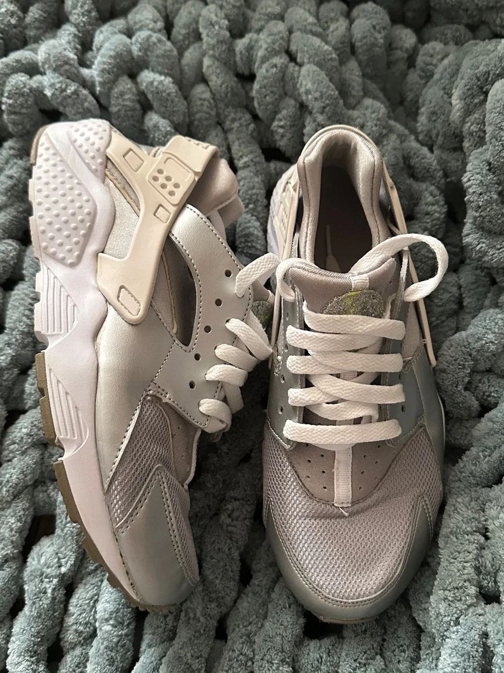Nike Women’s Athletic Lace-Up Sneakers in Light Gray and White